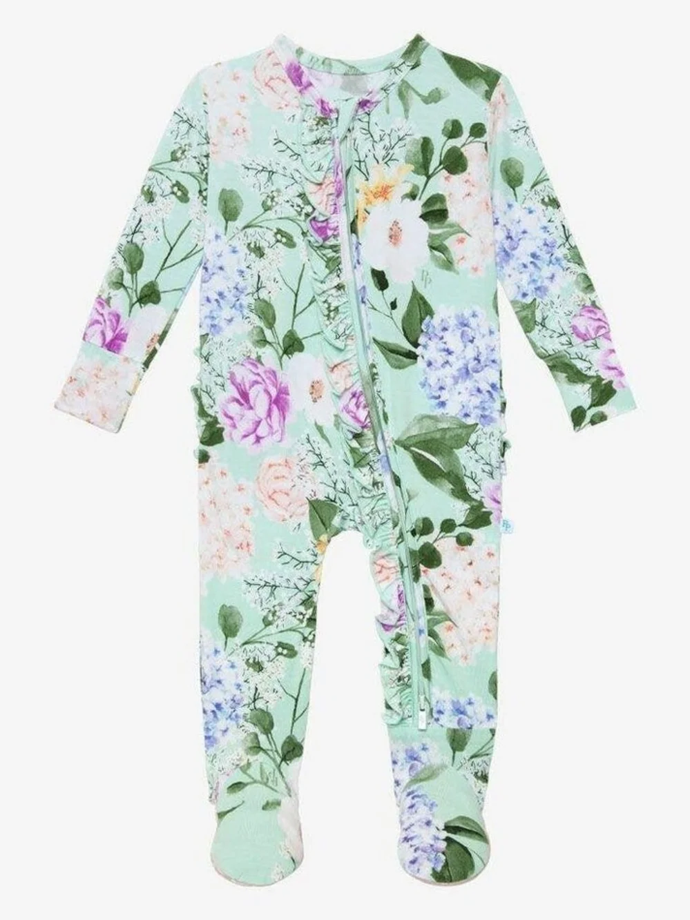 Posh Peanut Zipper Erin Footie Ruffled One Piece 9-12mos
